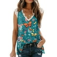 thumbnail image 1 of Pntutb Ladies Clothes,Tops Womens V Neck Sleeveless Lace Blouse T Shirt Floral Print Loose, 1 of 5