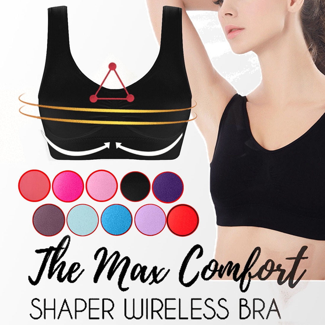 Plus Size - Anti-Sagging Wirefree Bra, Seamless Women's Sports Wireless Bra,  Breathable Cool Lift Up Air Bra (2PC-A,S) at  Women's Clothing store