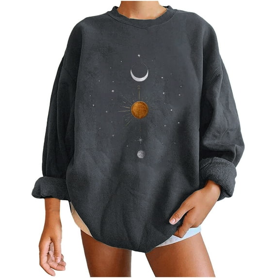 Pntutb Ladies Clothes,Womens Print O-Neck Pullover Tops Comfortable Blouses Sweatshirt