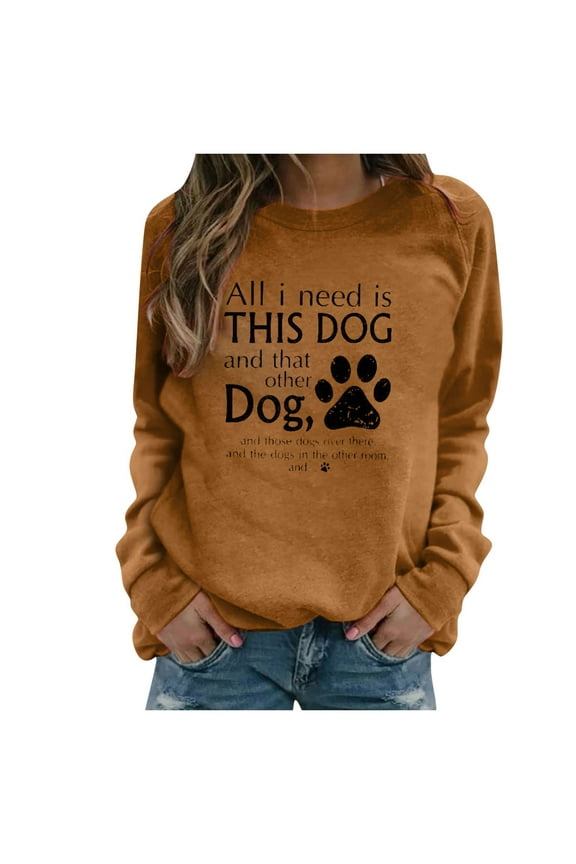 Pntutb Ladies Clothes,Womens Dog Lover Text Letter Print Loosen Single Sweatshirt Tops