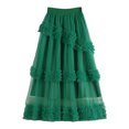 thumbnail image 1 of Pntutb Ladies Skirts Womens Solid Color Cake Mesh Mid-Length Large Swing A-Line Half-Body Skirt, 1 of 4