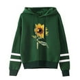 thumbnail image 1 of Pntutb Ladies Solid Color Print Hooded Pullover Striped Long Sleeve Sweatshirt Tops, 1 of 5