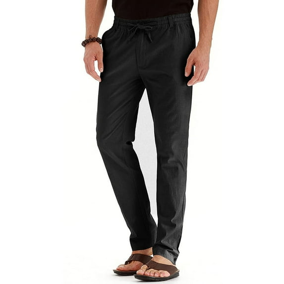 Pntutb Mens,Men Business Loose Plus Size Elastic Waist Cotton All-Match Solid Color