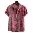 thumbnail image 1 of Pntutb Mens,Men Spring Summer Casual Slim Print Short Sleeve Beach Shirts Tops Blouse, 1 of 6