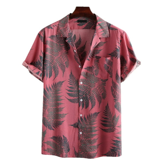 Pntutb Mens,Men Spring Summer Casual Slim Print Short Sleeve Beach Shirts Tops Blouse