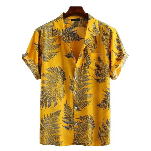 Pntutb Mens,Men Spring Summer Casual Slim Print Short Sleeve Beach Shirts Tops Blouse