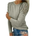 thumbnail image 1 of Pntutb Rollback Women Autumn Long Sleeve Blouse Round Neck Casual Pullover Tops, 1 of 6