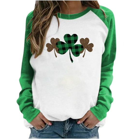 Pntutb St. Patricks Day Womens Casual Long Sleeve Print Ladies Sweatshirts Tops