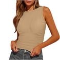thumbnail image 1 of Pntutb Summer Sleeveless Vest Womens Tank Tops High Neck Slim Fitted Blouse Side Ruched Basic Tees Shirts, 1 of 5