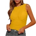 thumbnail image 1 of Pntutb Summer Sleeveless Vest Womens Tank Tops High Neck Slim Fitted Blouse Side Ruched Basic Tees Shirts, 1 of 5