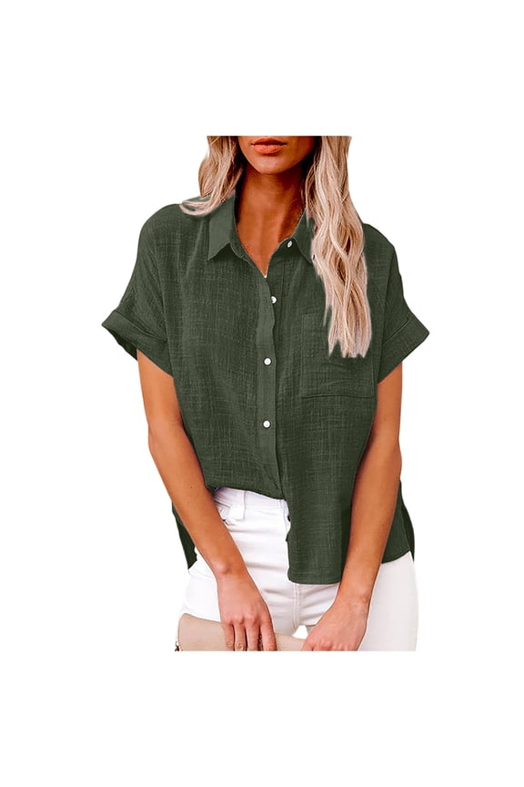 Pntutb Womans Plus Size,Womens Tops Fashion Solid Button Shirt Female V-Neck Loose T-Shirt Blouse