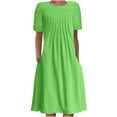 thumbnail image 1 of Pntutb Women Summer Dress 95% Polyester 5% Spandex O-Neck Short Sleeve Floral Dresses, 1 of 6