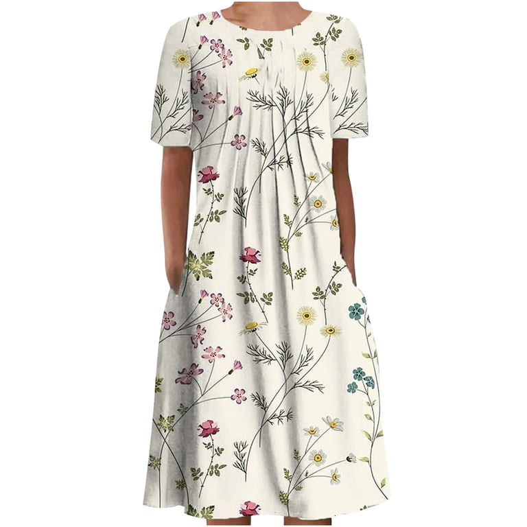 Pntutb Women Summer Dress 95% Polyester 5% Spandex O-Neck Short Sleeve Floral Dresses Pntutb Women Summer Dress 95% Polyester 5% Spandex O-Neck Short Sleeve Floral Dresses