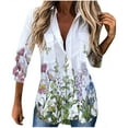 thumbnail image 1 of Pntutb Women's Casual Long Sleeve Floral Flower Print Irregular Shirt Tops Clothes, 1 of 6
