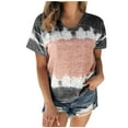 thumbnail image 1 of Pntutb Women's Color Block Tie-Dye Patchwork Crew-Neck T-Shirt Casual Tee Tops, 1 of 6