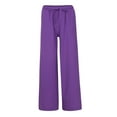 thumbnail image 1 of Pntutb Women's Loose Solid Color Casual Wide Leg Pants Cotton Linen Trousers, 1 of 5