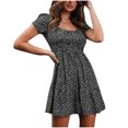thumbnail image 1 of Pntutb Women's O-Neck Fashion Flower Print Casual Mini Beach Style Sexy Mini Dress Special Offers, 1 of 6