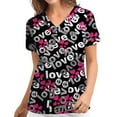 thumbnail image 1 of Pntutb Womens Blouses for Clothing Print V-Neck Short Sleeve Tops with Pocket, 1 of 3