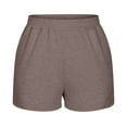 thumbnail image 1 of Pntutb Womens Casual Summer Elastic Waist Sports Loose Solid Short Pants Brown S, 1 of 6