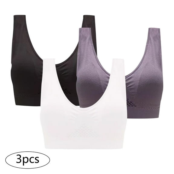 Pntutb Womens,3-Pack Women's Sports Bra without Wire Free Support Yoga Running Vest Underwears