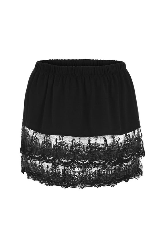 Pntutb Womens Layered Tiered Sheer Lace Trim Extender Half Slip Plus Size Skirt