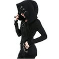 thumbnail image 1 of Pntutb Womens Plus Size Clearance,Women's Loose Gothic Punk Long Sleeve Hooded Black Cardigan Zipper Jacket Coat, 1 of 6