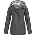 thumbnail image 1 of Pntutb Womens Clearance Solid Rain Jacket Outdoor Plus Size Waterproof Hooded Raincoat Windproof, 1 of 4