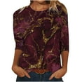 thumbnail image 1 of Pntutb Womens Clearance Spring Print Mid Length Long Sleeve O Neck Casual Tee Tops T Shirt, 1 of 4