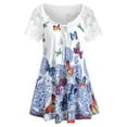 thumbnail image 1 of Pntutb Womens Clearance,Women Plus Size Casual Asymmetrical Butterfly Print Tank Tops Summer Lace Blouse, 1 of 6