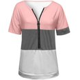thumbnail image 1 of Pntutb Women's Casual Patchwork V-Neck Loose Short Sleeve T-Shirt Pullover Tops, 1 of 5