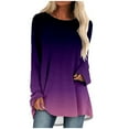 thumbnail image 1 of Pntutb Women's Casual Tops Gradient Print T-Shirt Loose Long Sleeve Solid Blouses Clothes, 1 of 6