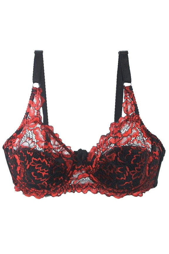 Pntutb Women's Lace with Steel Ring Solid Color Sexy Double Breasted Push Up Bra