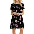 thumbnail image 1 of Pntutb Women's Plain Short Sleeve Loose Dress Floral Sunflower Print Dress, 1 of 6