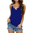 thumbnail image 1 of Pntutb Womens Fashion Casual Summer Sling Solid Color Sleeveless Lace V-Neck Top Blue XXL, 1 of 6