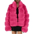 thumbnail image 1 of Womens Ladies Warm Faux Furry Coat Jacket Winter Solid V-Neck Outerwear, 1 of 6