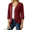 thumbnail image 1 of Pntutb Womens Long Sleeve T-Shirt Autumn Open Front Outerwear Solid Blouse Coat Tops Cardigan Red S, 1 of 6