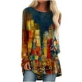 thumbnail image 1 of Pntutb Womens O-Neck Print Loose Casual Fashion Long Sleeve T-Shirt Blouse Tops, 1 of 6