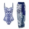 thumbnail image 1 of Pntutb Womens One Piece Swimsuit with Beach Cover up 2 Piece Bathing Suit with Wrap Skirt Retro Floral Print Tummy Control Bikini Sets, 1 of 6