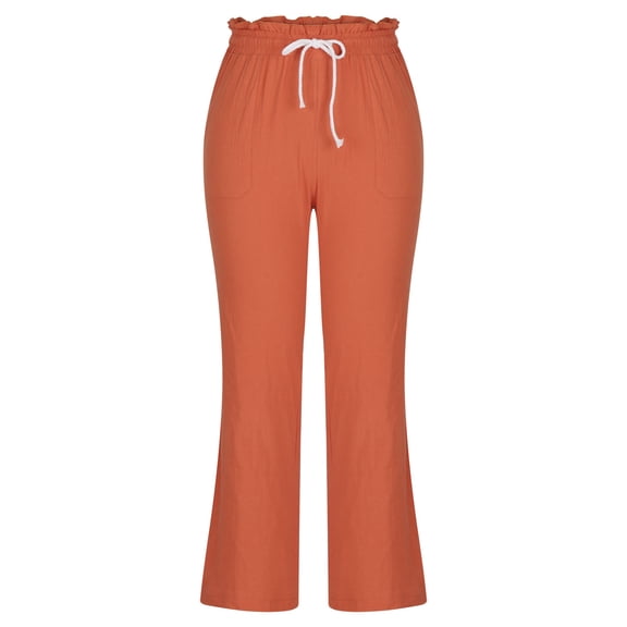 Pntutb Womens Pants,Fashion Women's Summer Casual Loose Cotton and Linen Pocket Solid Trousers Pants