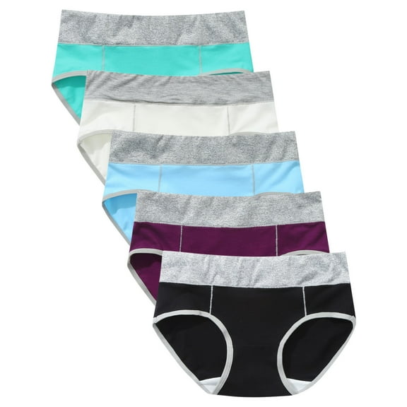 Pntutb Womens Pants Clearance,Ladies Clearance,5Pc Patchwork Briefs Panties Underwear Knickers Bikini Underpants