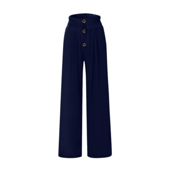 Pntutb Womens Pants,Women's Solid Pants Comfortable Elastic High Waist Wide Leg Casual Loose Beach Pants