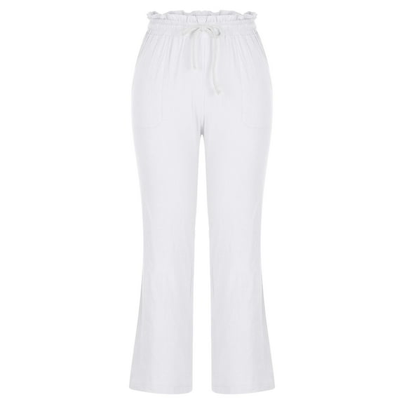 Pntutb Womens Pants,Fashion Women's Summer Casual Loose Cotton and Linen Pocket Solid Trousers Pants