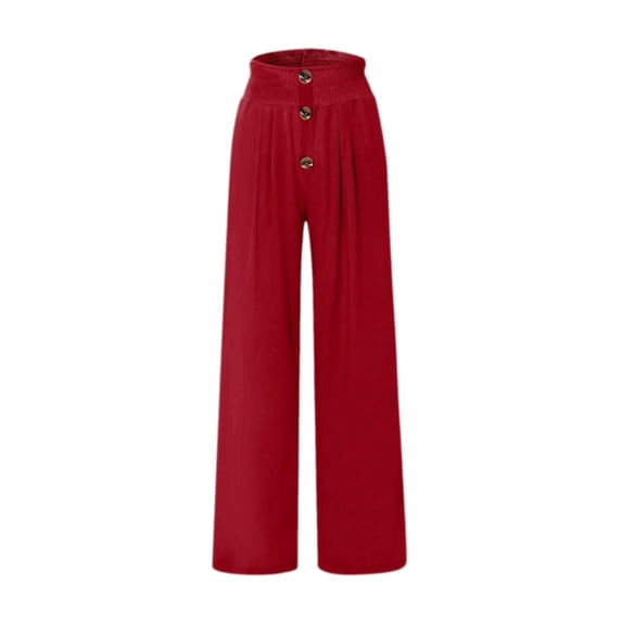 Pntutb Womens Pants,Women's Solid Pants Comfortable Elastic High Waist Wide Leg Casual Loose Beach Pants