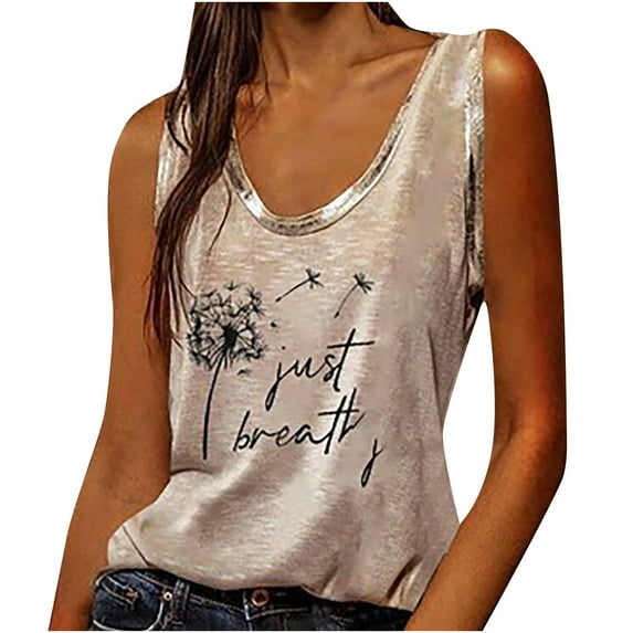 Pntutb Womens Plus Size,Fashion Women's O-Neck Sleeveless T-Shirt Summer Print Loose Blouse Tops