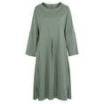 thumbnail image 1 of Pntutb Womens Plus Size Summer Casual Full Sleeve O-Neck Solid Linen Long Dress, 1 of 6