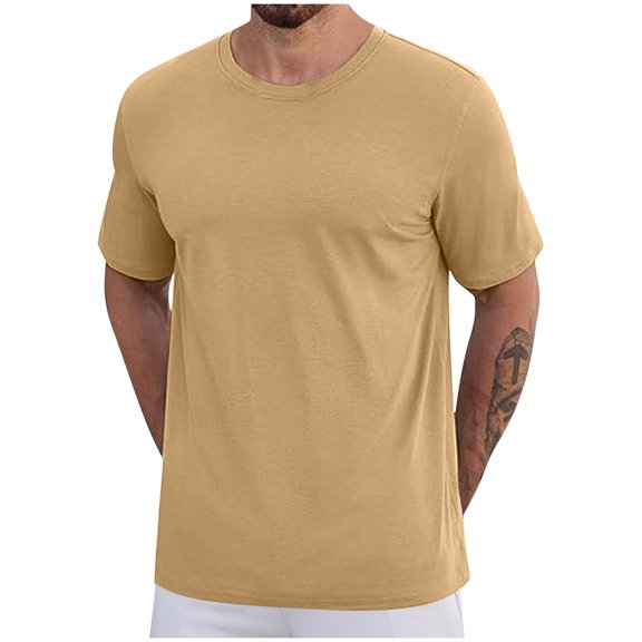 Otvok Men's Short Sleeve Soft T-Shirt Casual Solid Color Crew Neck Tee Tops Cotton Shirt