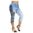 thumbnail image 1 of Pntutb Womens Plus Size Fashion Panel Denim Leggings Summer Capris Leggings Yoga Pants, 1 of 6