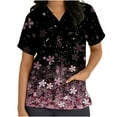 thumbnail image 1 of Pntutb Womens Plus Size Short Sleeve V-Neck Tops Uniform Printed Pockets Blouse Nursing, 1 of 6