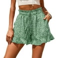 thumbnail image 1 of Pntutb Womens Plus Size Summer Casual with Pockets Drawstring Printed Ruffles Shorts, 1 of 6