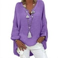 thumbnail image 1 of Pntutb Womens Plus Size,Women's Tops Casual Long Sleeve Solid Loose V-Neck Shirts Blouse, 1 of 2